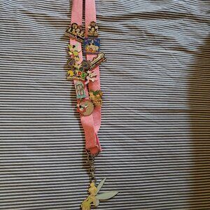 Disney princess pink lanyard with pins